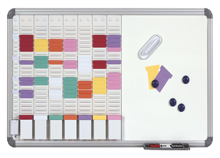 whiteboard planning board with t-cars